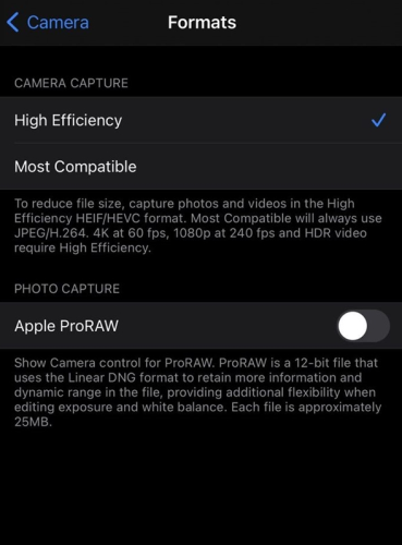 iPhone12Pro/Max怎样启用ProRAW照片格式