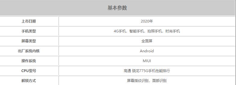 小米CC10参数-小米CC10手机配置参数详情